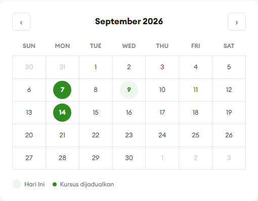 Cari tarikh pada kalendar kami