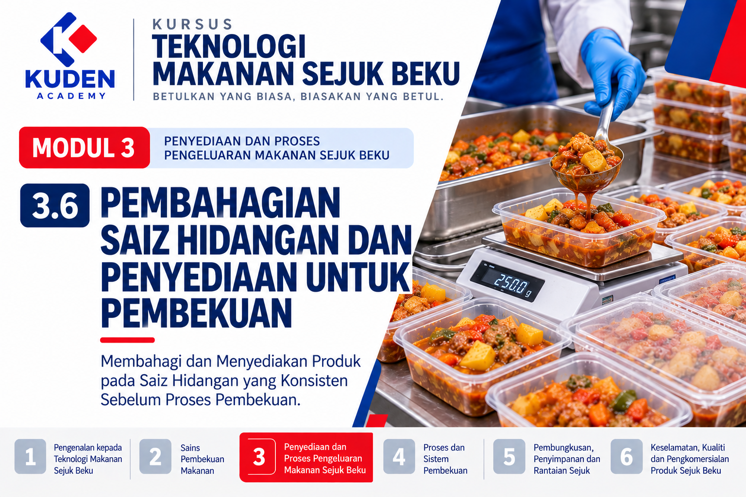 PEMBAHAGIAN SAIZ HIDANGAN DAN PENYEDIAAN UNTUK PEMBEKUAN